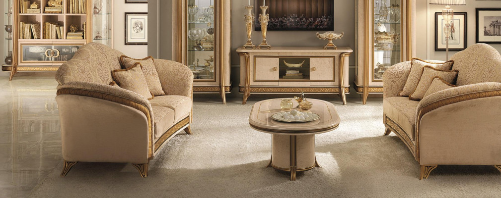 Italienesch Miwwelen Sofa Garnitur Grupp Klassesch Sëtz Garnituren 3+3 Sëtzer