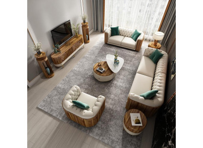 Canapé-Set 4+2+1 Sëtz Wunnlandschaft Sofa Couch Polster Set Canapéën