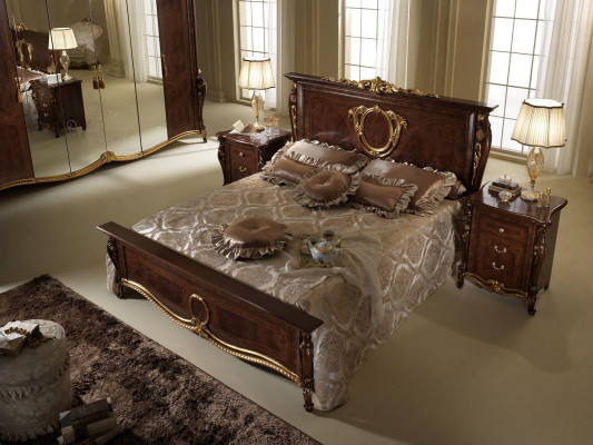 Duebelbett Bett Holz Design Better Antik Stil Barock Rokoko 2x Nuetsdëscher Nei