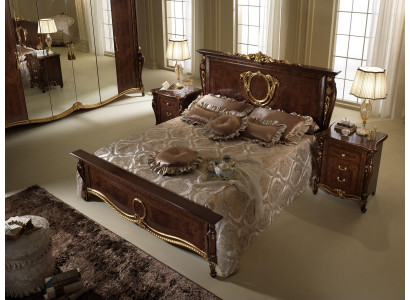 Duebelbett Bett Holz Design Better Antik Stil Barock Rokoko 2x Nuetsdëscher Nei