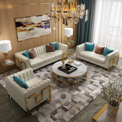 Luxus Miwwel Sofagarnitur Canapé Sofa Polster 3 2 1 Sëtzer Dësch 4tlg