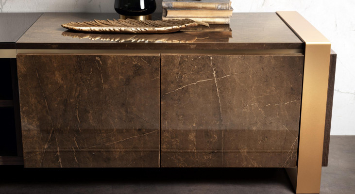 Designt Schlofzëmmer 6-deeleger Komplett Set Bett Nuetsdësch Kommode Arredoclassic