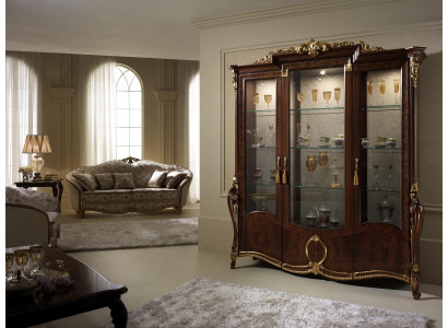 XXL Vitrin Glas Wandsschaf Vitrinnen Regal Barock Rokoko Stil Jugendstil