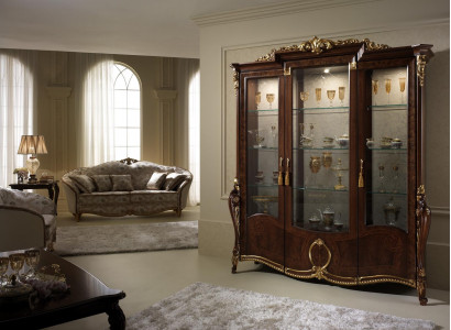 XXL Vitrin Glas Wandsschaf Vitrinnen Regal Barock Rokoko Stil Jugendstil