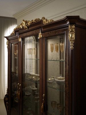Vitrin 3 Dier Schaf Vitrine Wunnzëmmer Schief Design Schaf Miwwelen Glas Nei