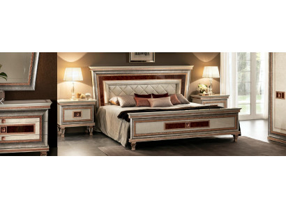 Luxus Schlofzëmmer Miwwel Bett 2x Nuetsdësch Set Better Hotel Arredoclassic 3-delig.