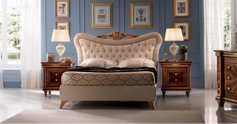 Bett + 2 x Nuetsdëscher Schlofzëmmer Set Duebel Better Barock Jugendstil
