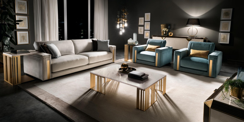 Sofa Garnitur 3+1 Sëtzer Set Design Sofa Polster Couchen Couch Luxus Arredoclassic