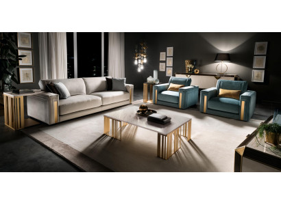 Sofa Garnitur 3+1 Sëtzer Set Design Sofa Polster Couchen Couch Luxus Arredoclassic