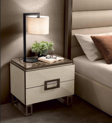 Bett 2x Nuetsdësch 3 Stéck. Schlofkummersatz Design Modern Luxus Better Miwwelen Nei