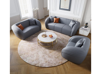 Luxus Sofagarnitur 322 Sëtzer mat Miwwel Couch Ledersofa Textil Grupp Sofas Set
