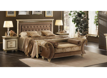 Bett 2x Nuetsdësch 3tlg. Schlofzëmmer Set Better nei Luxus Chesterfield 180x200