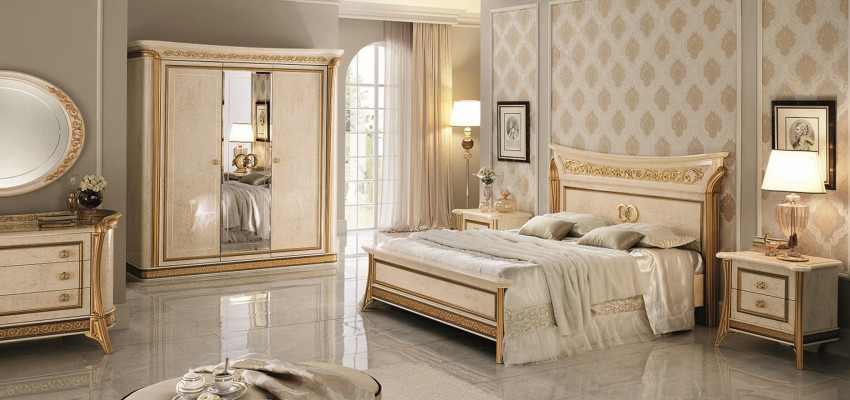 Bett 2x Nuetsdësch 3 tlg. Schlofkummer Set Miwwelen Modern Better arredoclassic nei