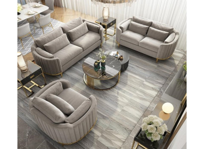 Sofagarnitur Designer 3+2+1 Plaz Sofa Couch Stoff Garnitur Polsterset