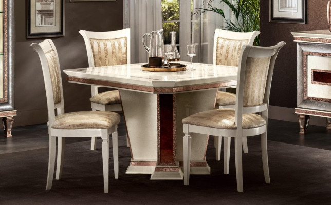 Komplett Set Iessdësch 4x Stull Iesszëmmer Set Iessgrupp Holz Dësch Dëscher 5tlg