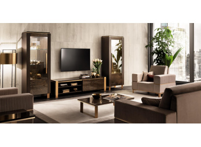 Wunnwand TV Lowboard Elegante Vitrinn Wunnzëmmer Design Klassesch 3tlg.