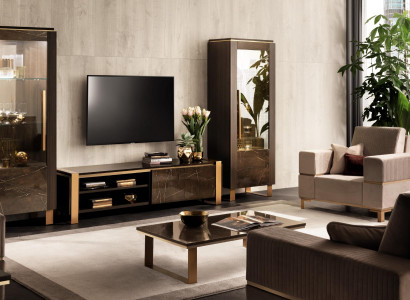 Wunnwand TV Lowboard Elegante Vitrinn Wunnzëmmer Design Klassesch 3tlg.