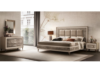 Modern Schlofzëmmer Set Bett Nuetsdësch Kommode Spigel Neit 4tlg. arredoclassic