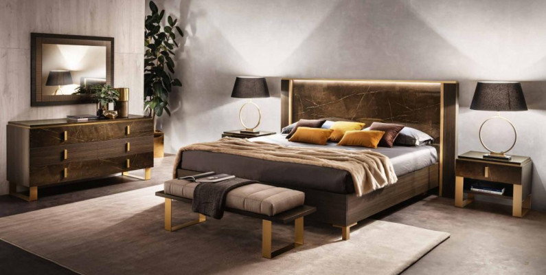 Bett Nuetsdësch Kommode 4-tëgegt Schlofzëmmer Set Deko Design Modern Luxus