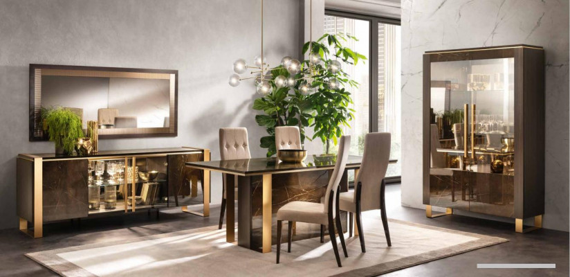 Modern Iesszëmmer Dësch + 6 Still Garnitur Grupp Italieneschen Stil