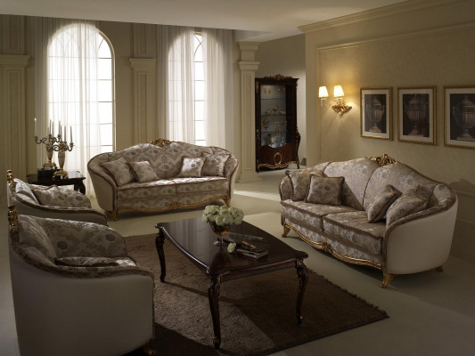 Sofa Couch 3 Plazen ouni 2+1 Designer Miwwelen Klassesch Barock Rokoko