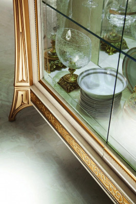 Vitrin Vitrinen Schaf Glasschaf Wunnzëmmer Regal Rokoko Barock Echt Holz