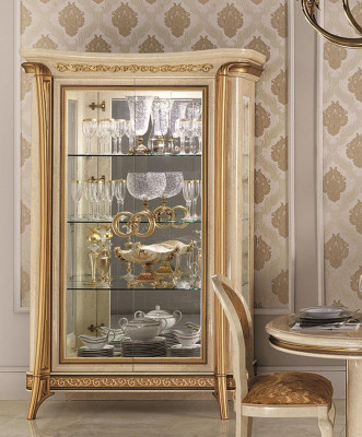 Vitrin Vitrine Schaf Glasschaf Wunnzëmmer Regal Barock Rokoko Echt Holz