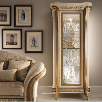 Luxus Vitrinnenschaf Glas Schaf Klassesch Stil Miwwelen Regal ITALIE NEI