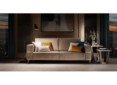 Canapé 3-Sëtz Sofa Modern Luxus Polster Sëtz Sofa Textil Beige arredoclassic