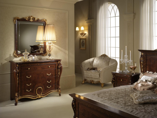 Konsolendësch Kommode mat Spigel Miwwel Luxus Set Konsole 2-Stéck. Made in Italy