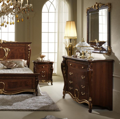 Konsolendësch Kommode mat Spigel Miwwel Luxus Set Konsole 2-Stéck. Made in Italy