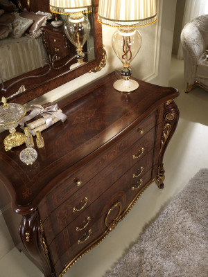 Konsolendësch Kommode mat Spigel Miwwel Luxus Set Konsole 2-Stéck. Made in Italy