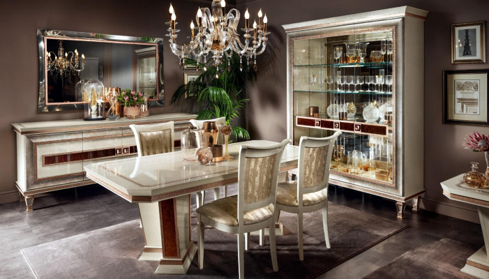 Barock Molldësch Grupp Iesszëmmer Wunnzëmmer Set Holz Design Dëscher