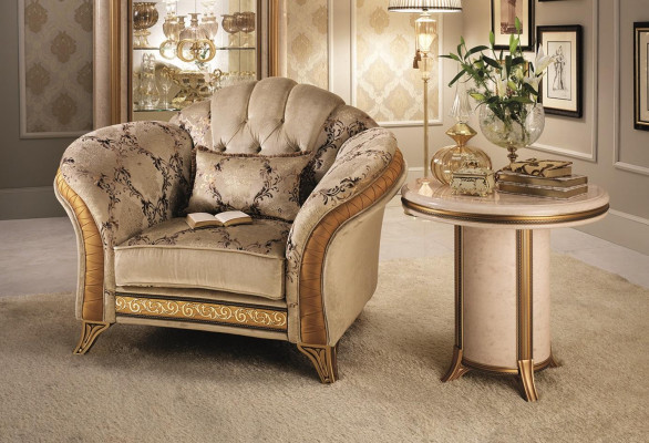 Klassesche Fauteuil Fernsee Canapé 1 Sëtz Couch Designer Textil Polster Nei