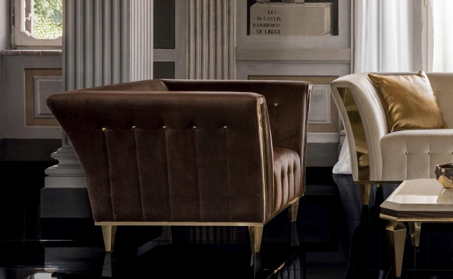 Sessel Club Lounge Lehn Stull Polstersofa 1 Sëtz Fernseh Samt arredoclassic