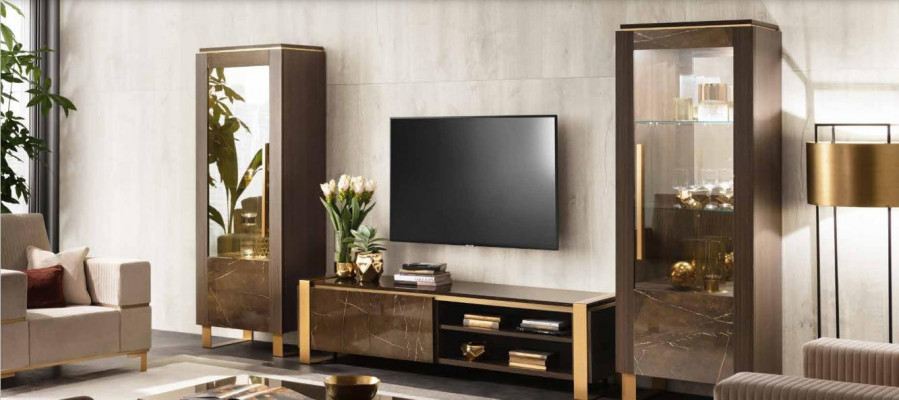Anrichte Luxus Glasschaf Vitrine Glas Schaf Modern Stil Miwwele Italienesch