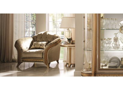 Wunnzëmmer Luxus Fotell Hotel Polster Klassesch Einsëtzeger Beige arredoclassic