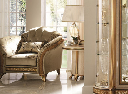 Wunnzëmmer Luxus Fotell Hotel Polster Klassesch Einsëtzeger Beige arredoclassic