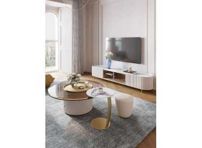 Couchtisch Sideboard zwee Stéck Led Wunnzëmmer Beluecht Miwwelen Dësch