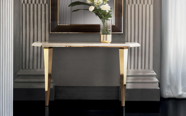 Holz Italienesch Miwwelen Konsolendësch Spigel Schief 2 Deeler Set arredoclassic