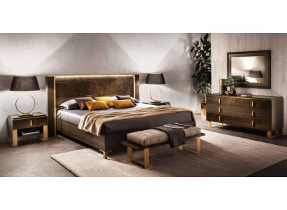 Bett Schlofkummer Set Design Modern Luxus 2x Nuetsdësch Italienescht 3tlg