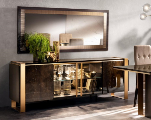 Designer Kommode Anrichte Side Low Board Schaf Wäert Zëmmer Regal Luxus Metall