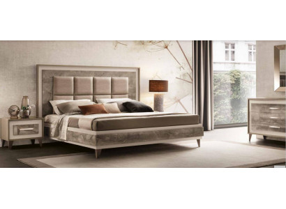 Bett Nuechtstësch 3-Teile Schlofzëmmer Set Luxus Modern Komplett Italienesch Miwwelen