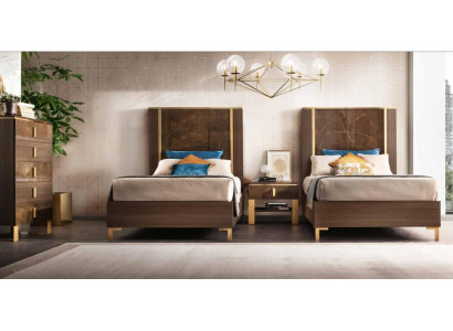 2x Bett + Nuetsdësch 3 tlg. Schlofzëmmer Set Designer Luxus Schlofzëmmer