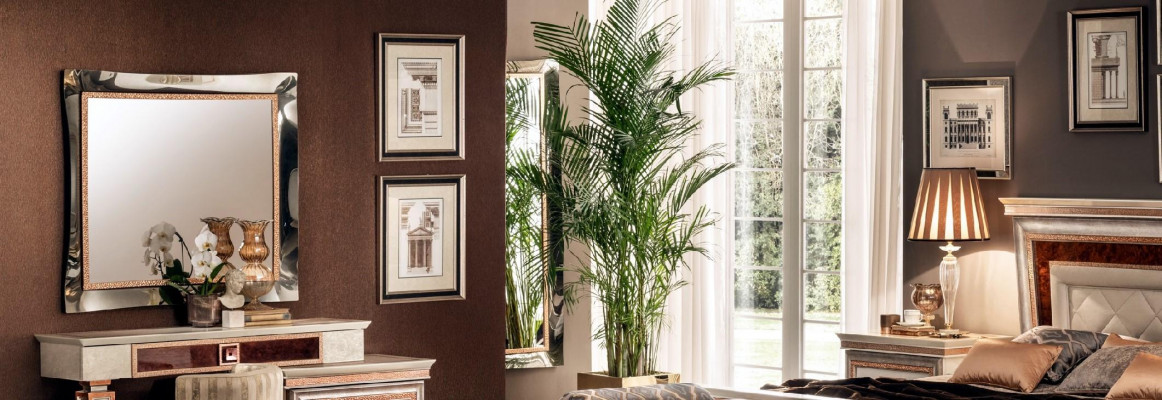 Klasseschen Mauer-Spigel Holzrahmen Spigel Miwwel Barock Rokoko Glas Kader Mauer