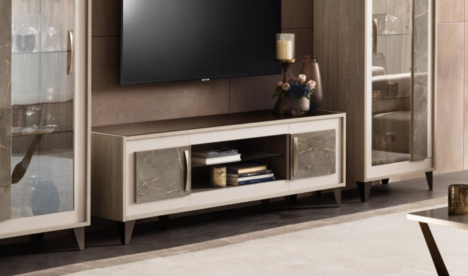 Designer RTV TV Kommod Anrichte Side Low Board Schaf Wunnzëmmer Regal Luxus
