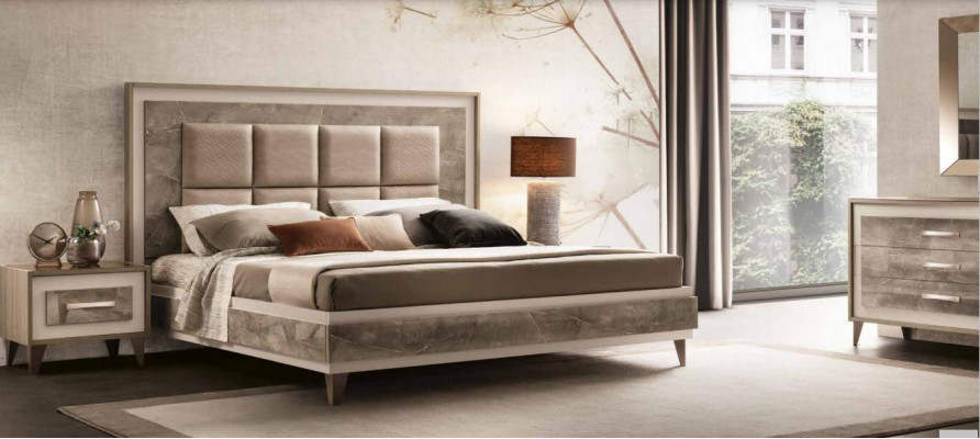 Luxus Schlofzëmmer Bett Duebelbett Modern Holz Samt Gepolstert Better Neie Luxus