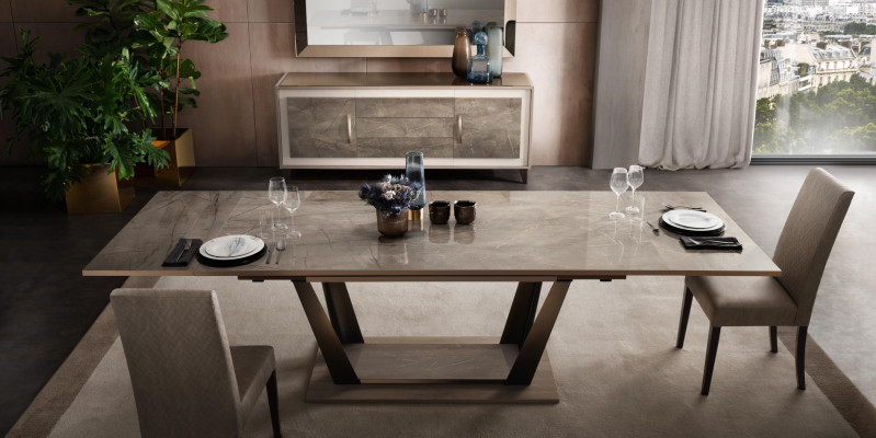 Iessdësch Dësch Iesszëmmer Wunnzëmmer Garnitur Holz Design Dëscher 200x102/294cm