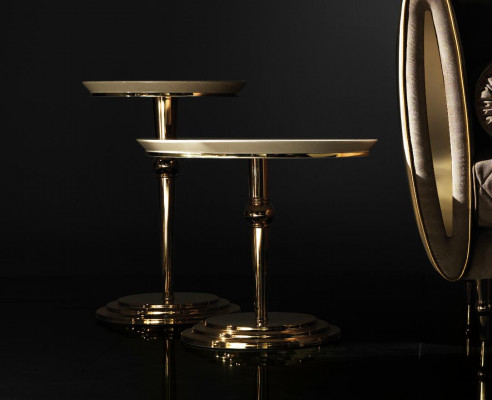 Beistelltisch Dësch Rondzësch Canapésdësch royal Designer Miwwelen Designer Edelstahl