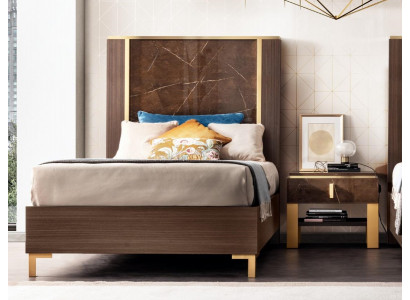 Bett, Nuetsdësch, Schlofzëmmer, Polsterbett, Klassesch Designer Miwwelen, arredoclassic